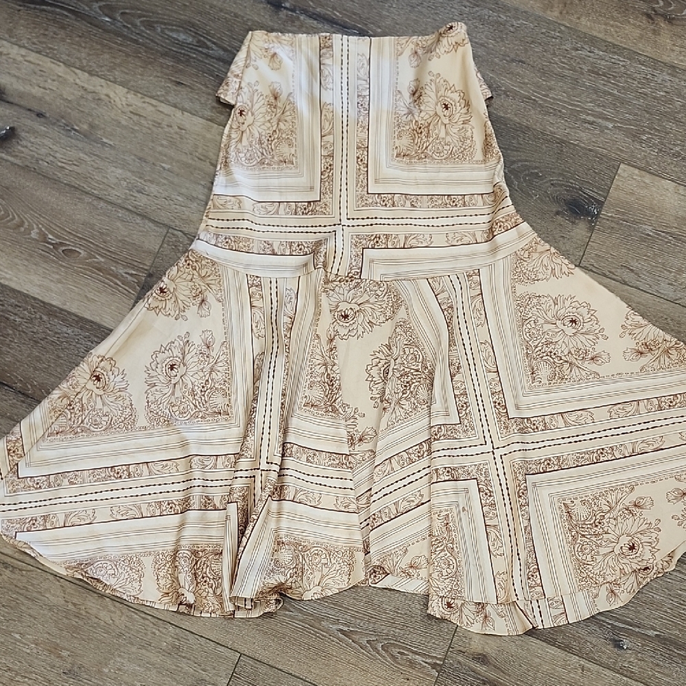 Free People Cream Brown Patchwork Patterned Strap… - image 1